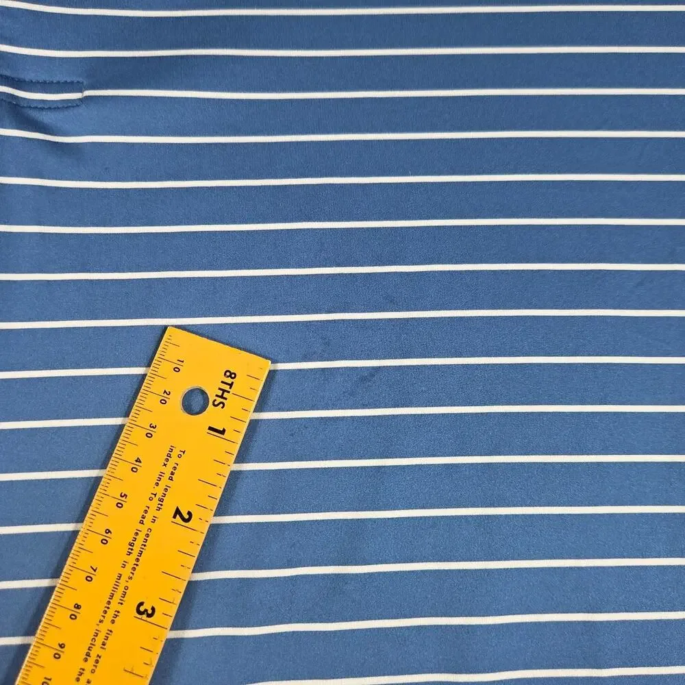 RLX Ralph Lauren Polo Shirt Performance Blue White Striped Mens XL Fit= 2XL Golf